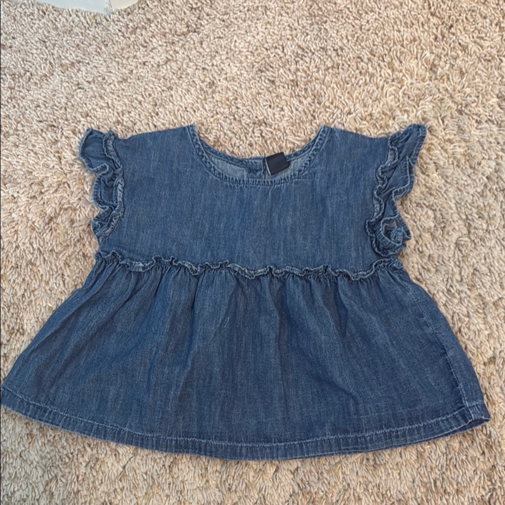 GAP Blue Blouse with Ruffle Sleeves and Empire Waist